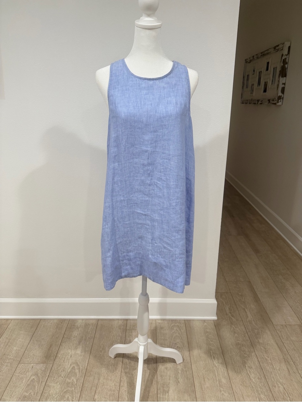 J. Crew Sky Blue Sleeveless Linen Shift Dress